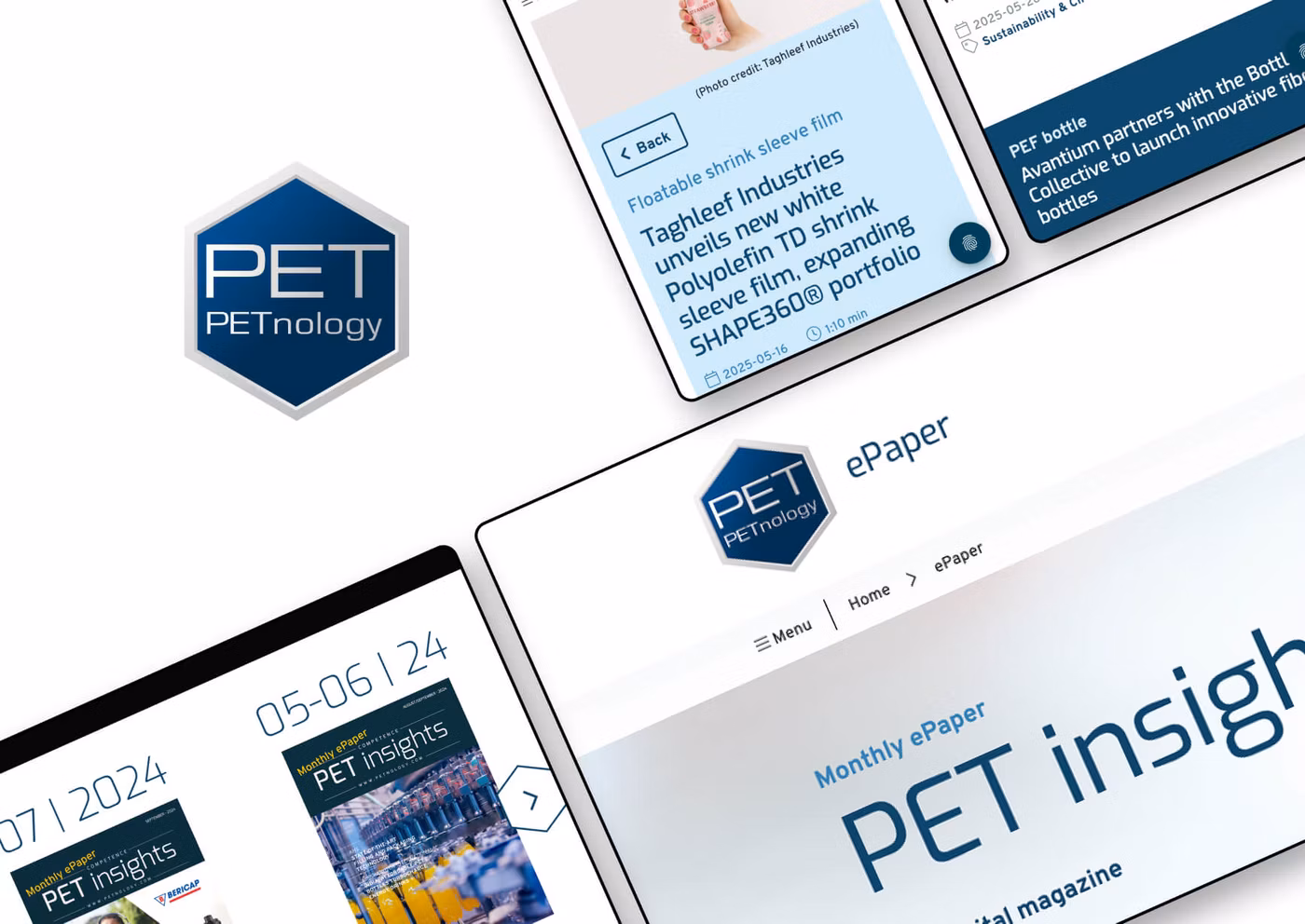 Mockups von Geräten mit der Website unseres Kunden Petnology GmbH auf dem Bildschirm, begleitet vom Firmenlogo des Kunden. Das Bild zeigt die Darstellung der Seiten auf verschiedenen Geräten, wie einem Smartphone, einem Tablet und einem Browserfenster.